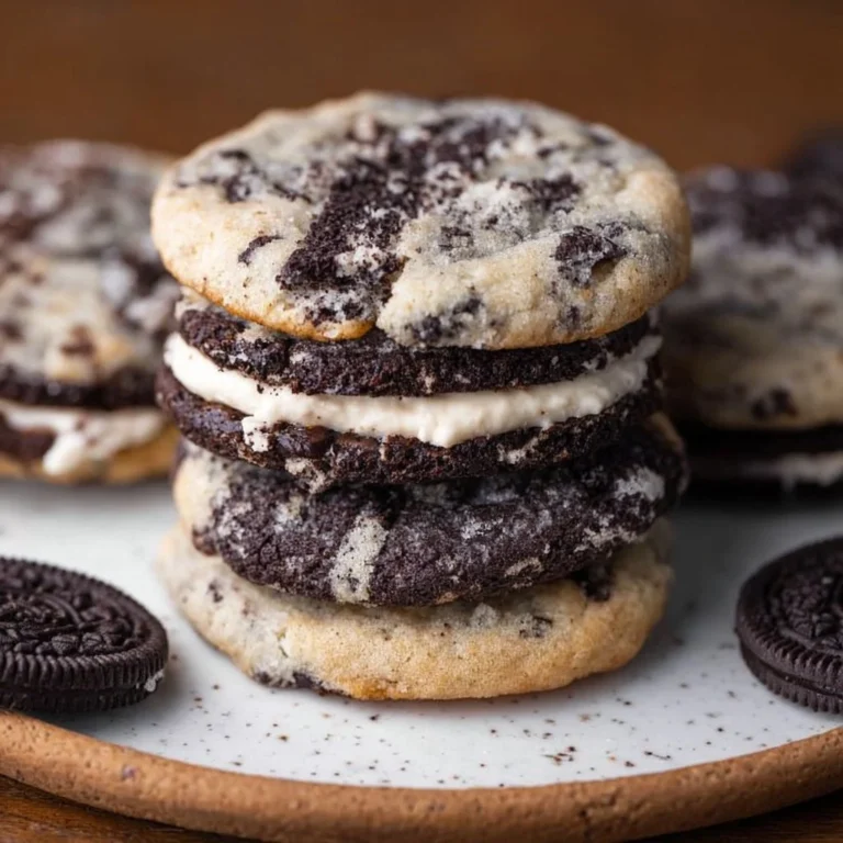 Delicious homemade Cookies and Cream Cookies on a plate
