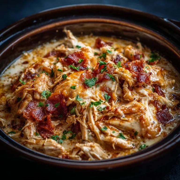 Delicious Crockpot Crack Chicken prepared with creamy ingredients