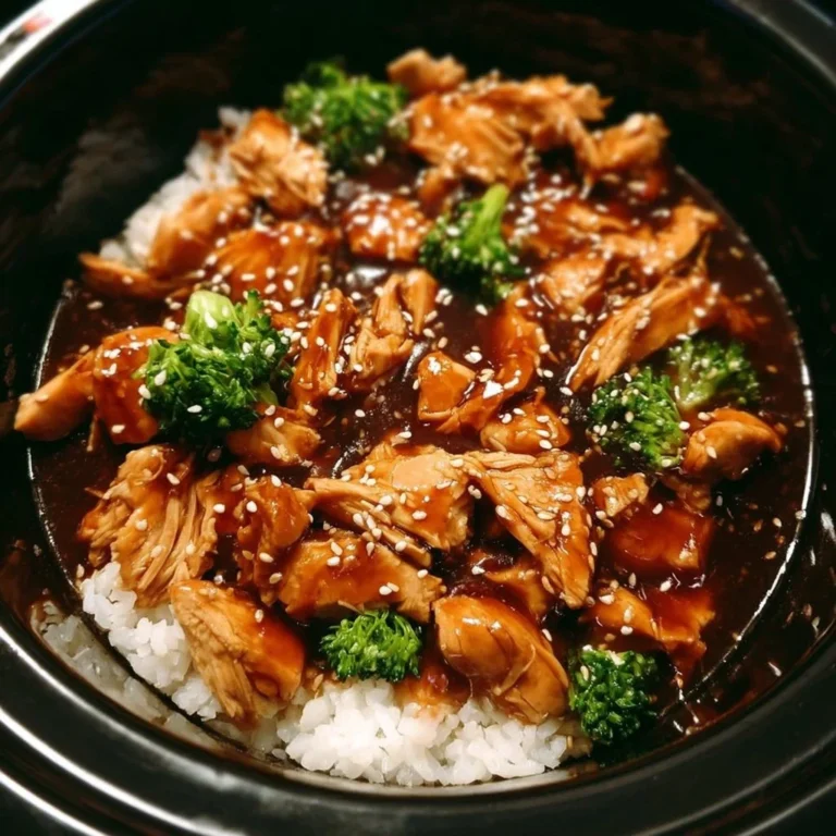 Delicious Dump and Go Crockpot Teriyaki Chicken ready to serve.