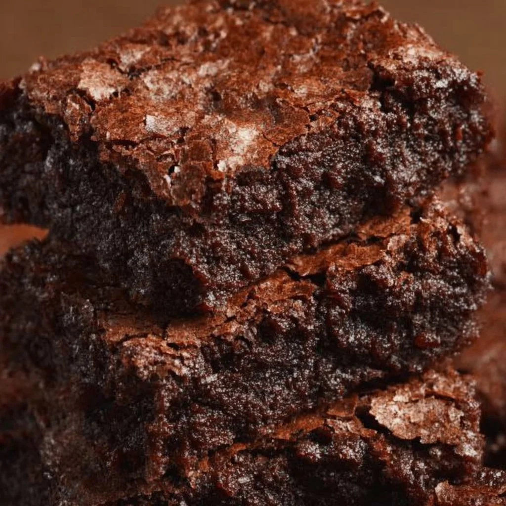 Delicious easy brownies fresh out of the oven, ready to be served.