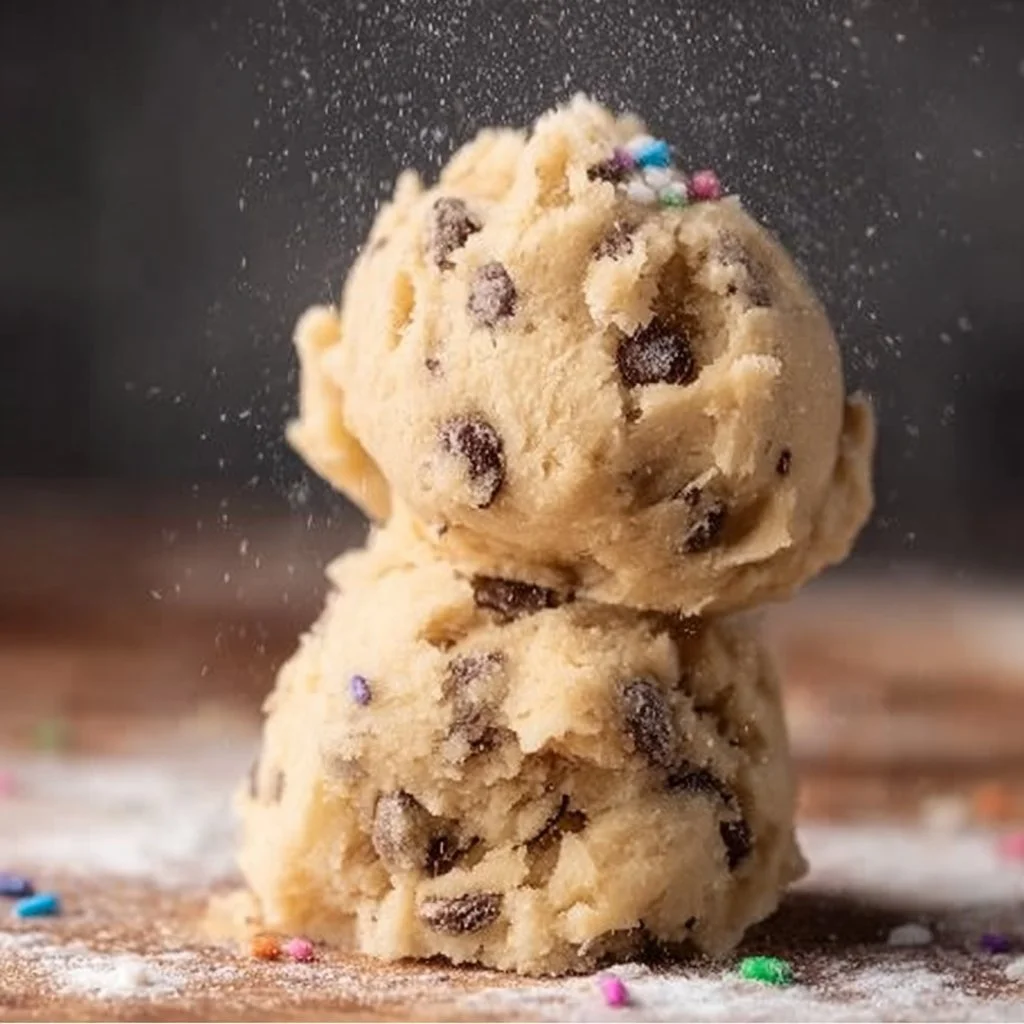 Delicious edible chocolate chip cookie dough recipe with chocolate chunks