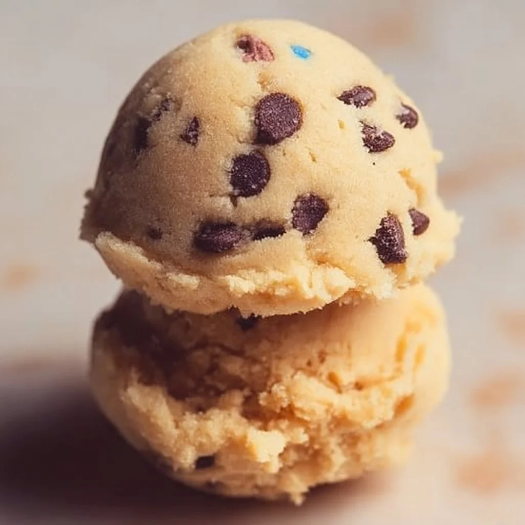 Delicious edible cookie dough served in a bowl with chocolate chips