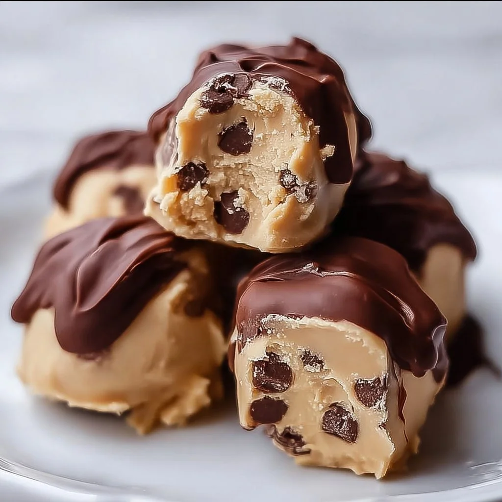 Frozen Greek yogurt peanut butter bites on a plate ready to eat