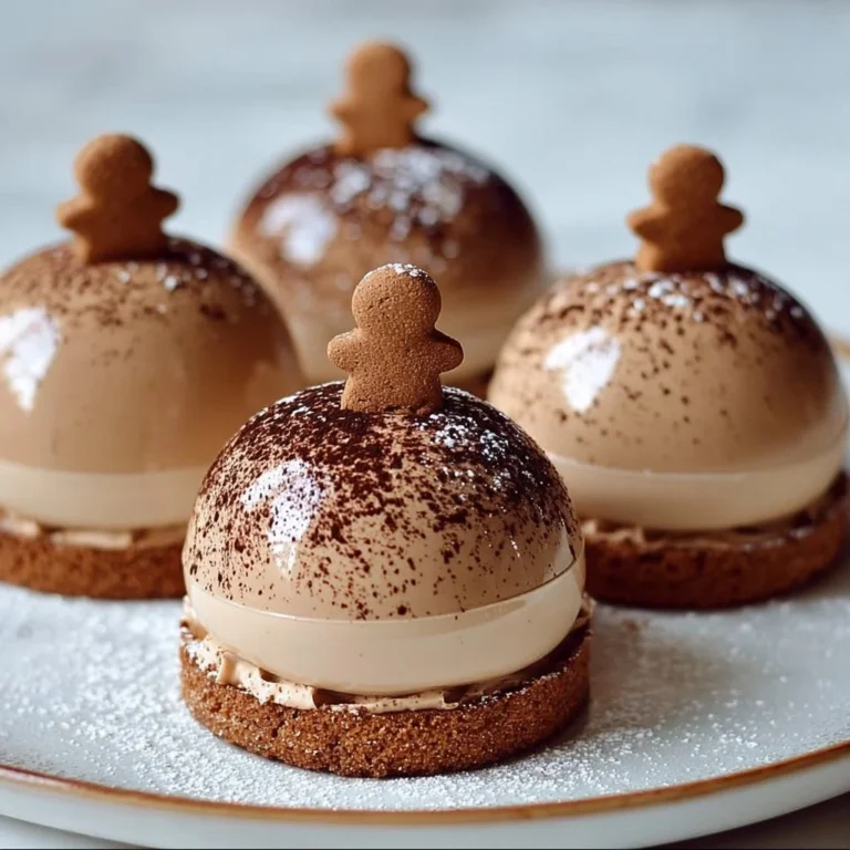Gingerbread Latte Mousse Domes served on a festive plate