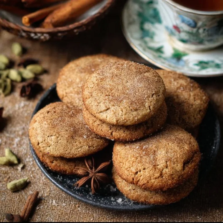 Plate of gluten-free chai spice cookies with a sprinkle of cinnamon