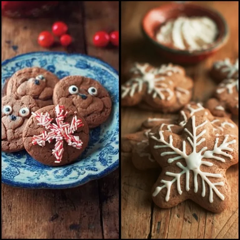 A plate of festive gluten free Christmas cookies decorated with icing and sprinkles.