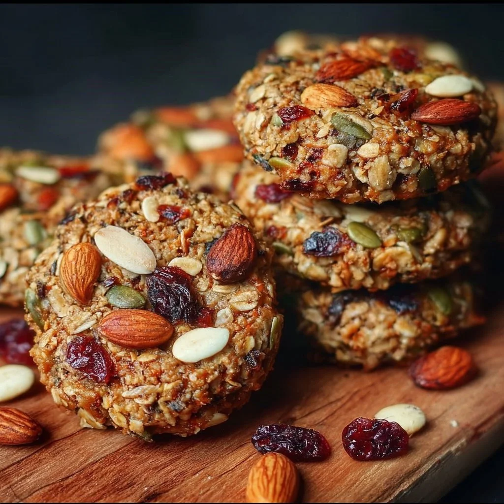 Healthy nut and seed energy cookies for a nutritious snack.
