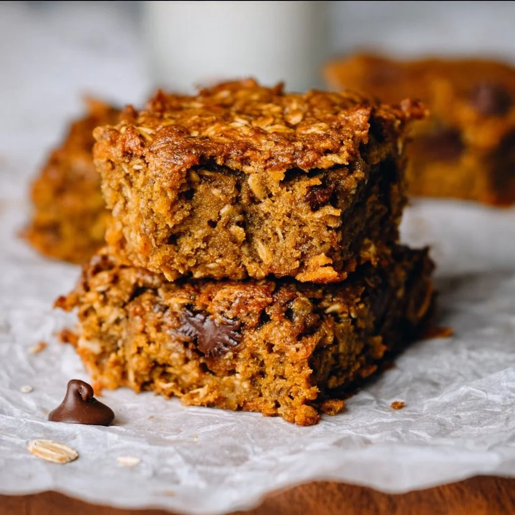 Healthy pumpkin oatmeal bars made with wholesome ingredients.