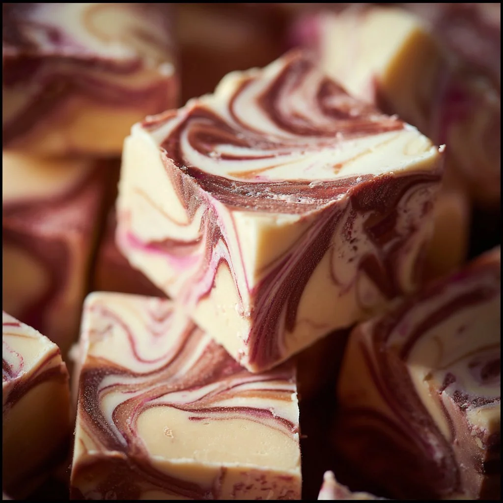 Delicious homemade marshmallow swirl fudge with a creamy texture and marbled appearance.