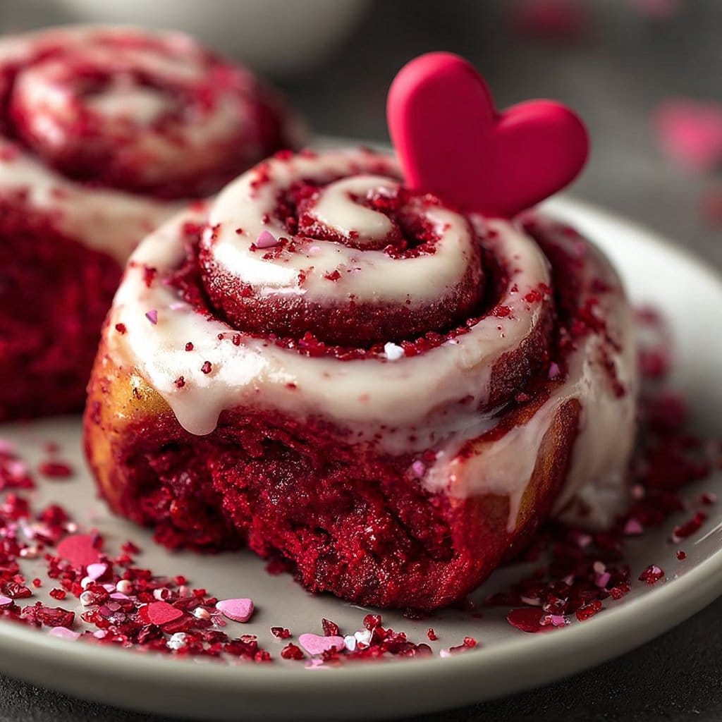 Red Velvet Valentine's Day Cinnamon Rolls