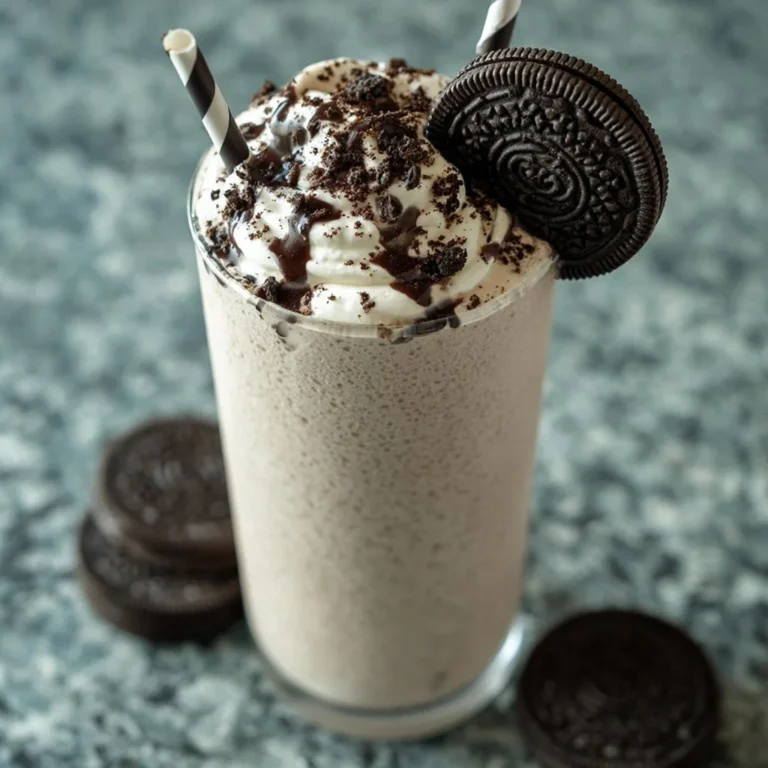 Delicious Oreo Milkshake topped with whipped cream and crushed Oreos
