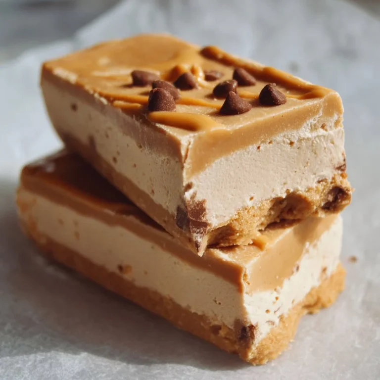 Peanut butter frozen yogurt bars with a creamy texture and rich flavor.