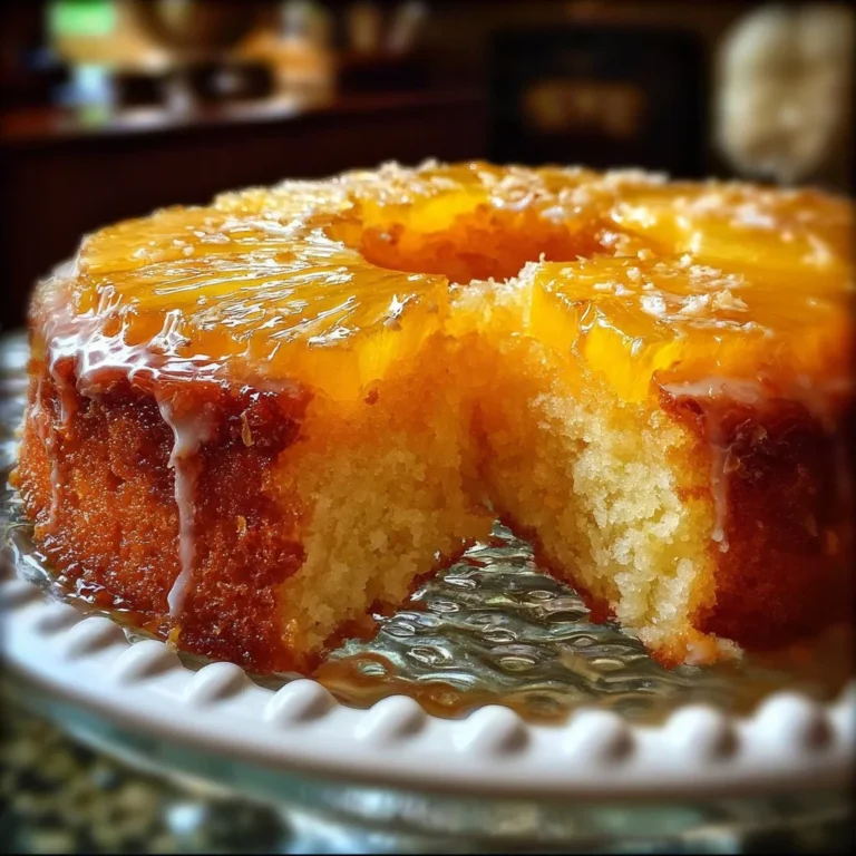 Delicious Pineapple Heaven Cake garnished with fresh pineapple slices.