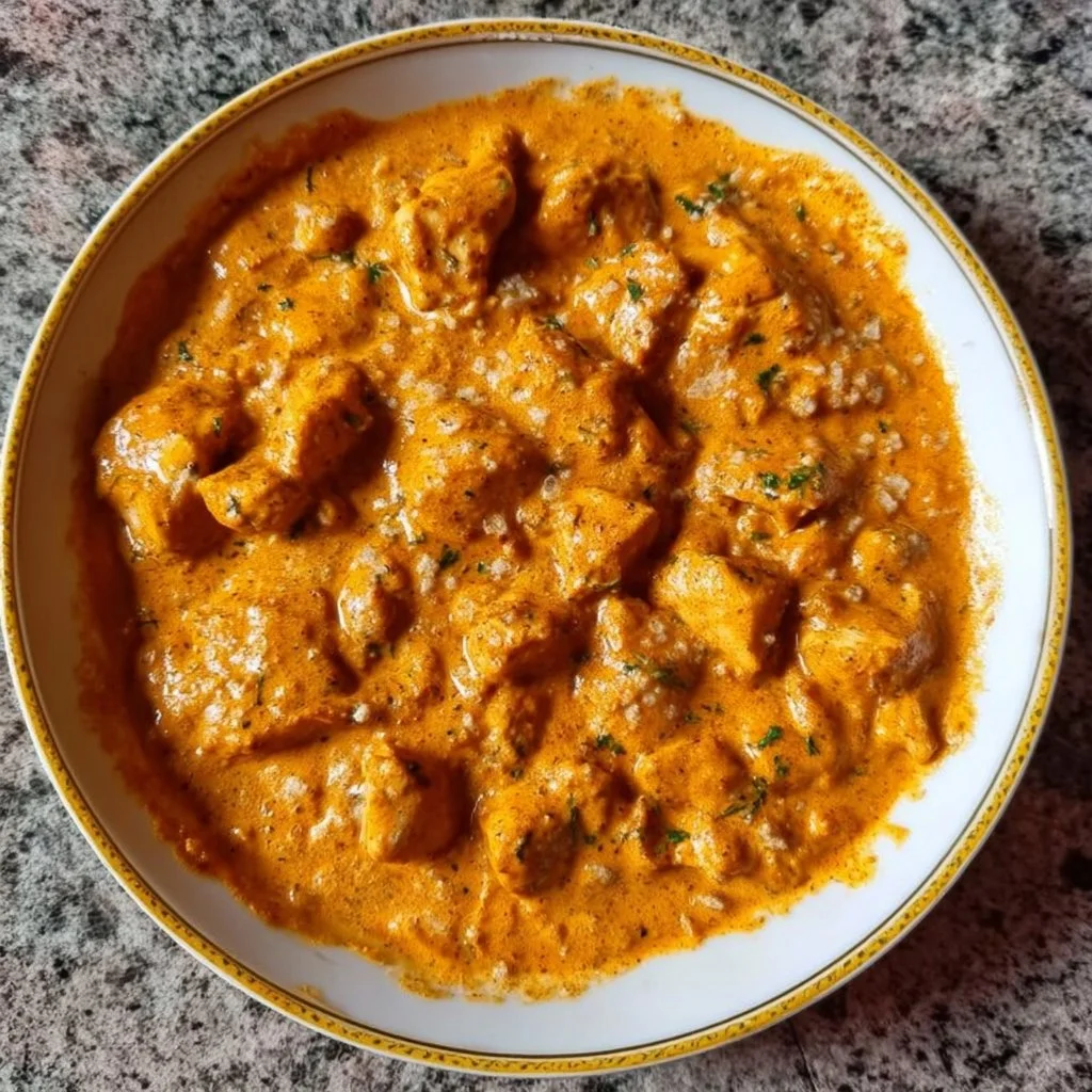 Delicious quick and easy homemade butter chicken served on a plate