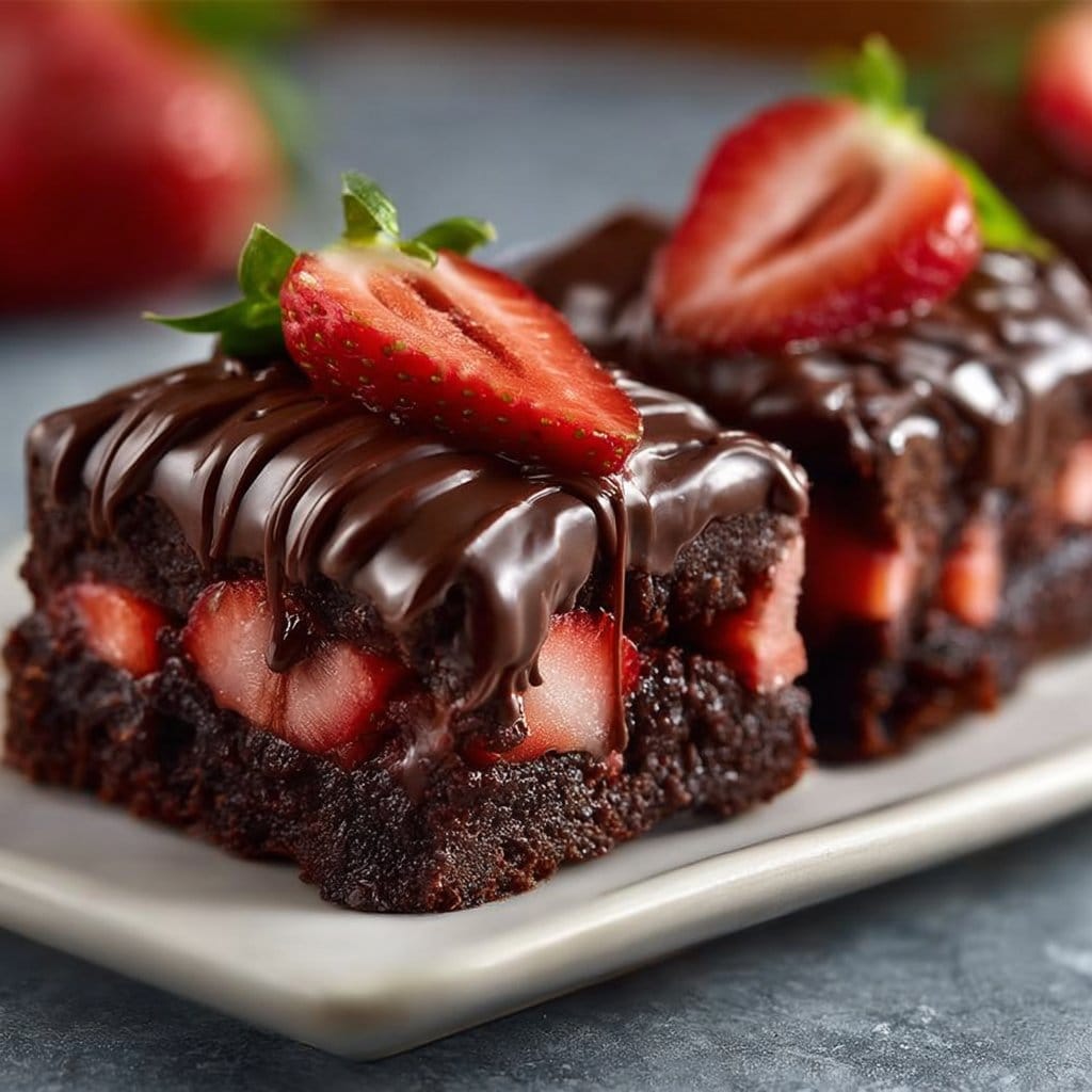 Chocolate Covered Strawberry Brownies