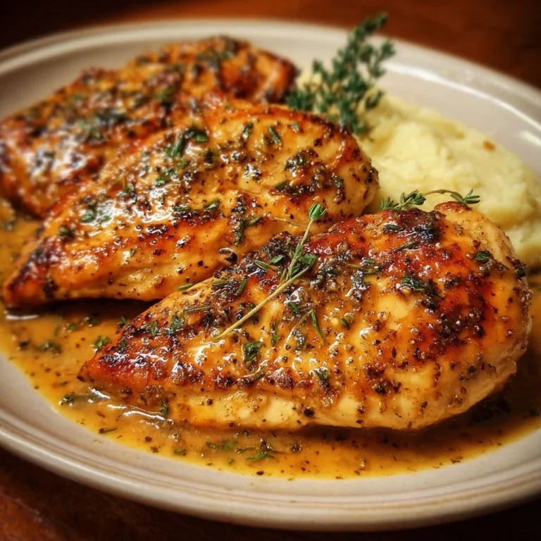 Plate of succulent Ranch Chicken garnished with herbs