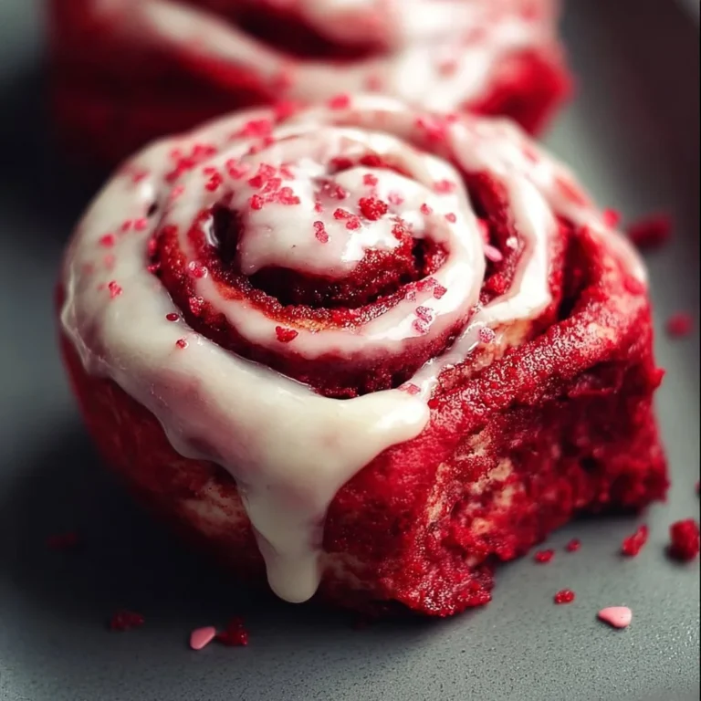 Delicious Red Velvet Valentine's Day Cinnamon Rolls with cream cheese icing