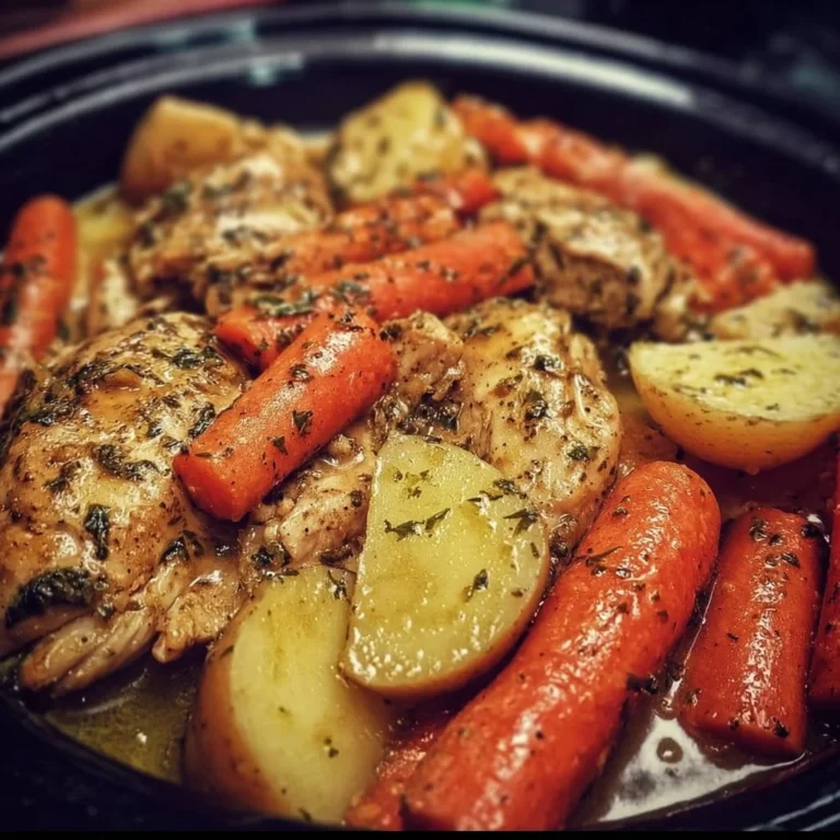 Slow cooker garlic butter chicken with fresh vegetables
