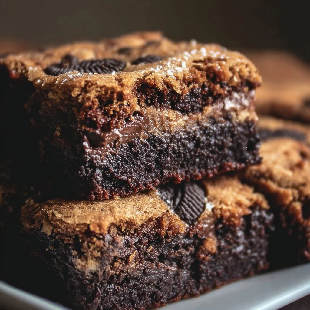 Delicious slutty brownies made with layers of cookie dough, Oreos, and rich brownies