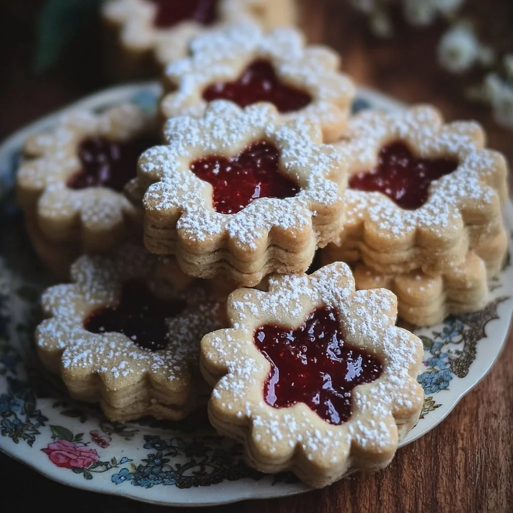Delicious soft Linzer cookies filled with raspberry jam and dusted with powdered sugar