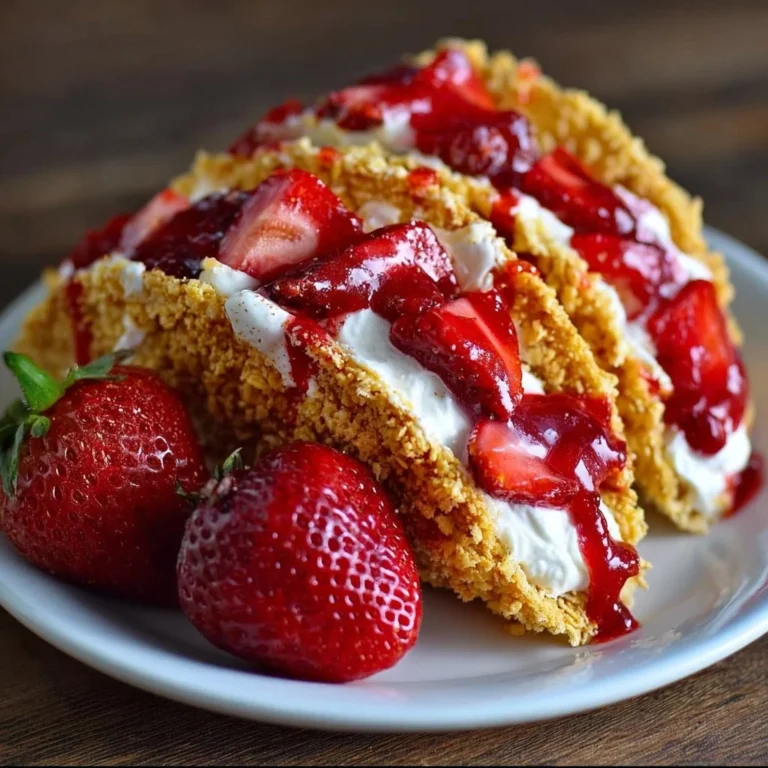 Strawberry Crunch Cheesecake Tacos with strawberries and cream filling