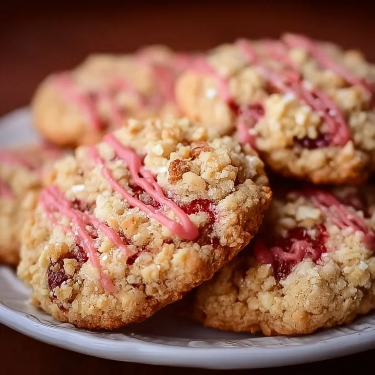 Freshly baked Strawberry Crunch Cookies with a crispy texture and strawberry flavor