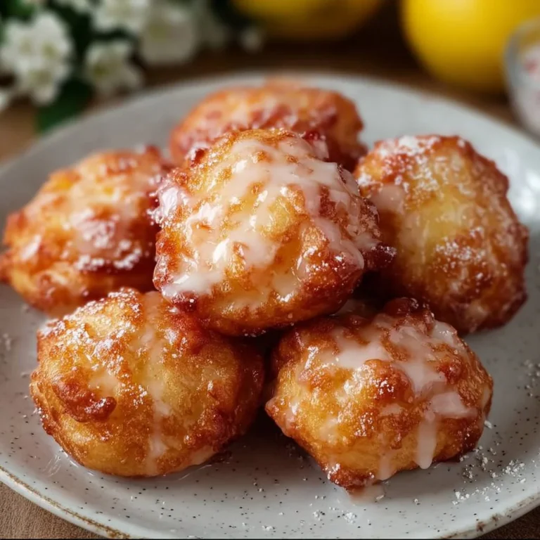 Tasty air fryer apple fritters on a plate, garnished with powdered sugar.