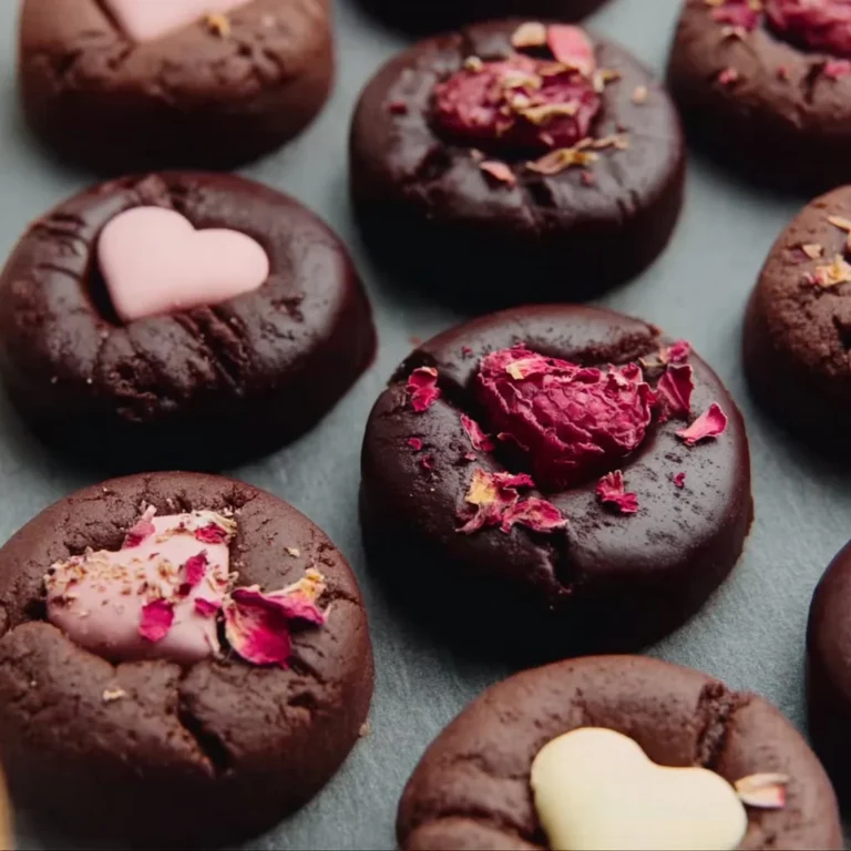 Delicious Valentine Ganache Cookies topped with rich chocolate ganache.