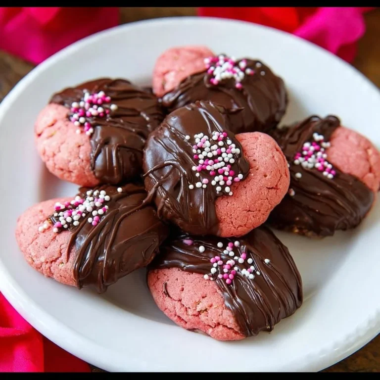 Delicious chocolate covered strawberry cookies, perfect for Valentine's Day
