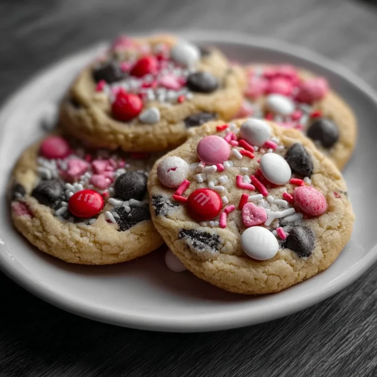 Delicious Valentine's Day Oreo M&M's cookies on a festive plate