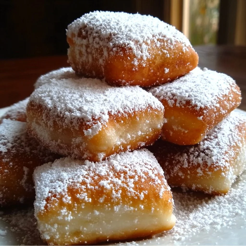 Delicious Vanilla French Beignets dusted with powdered sugar