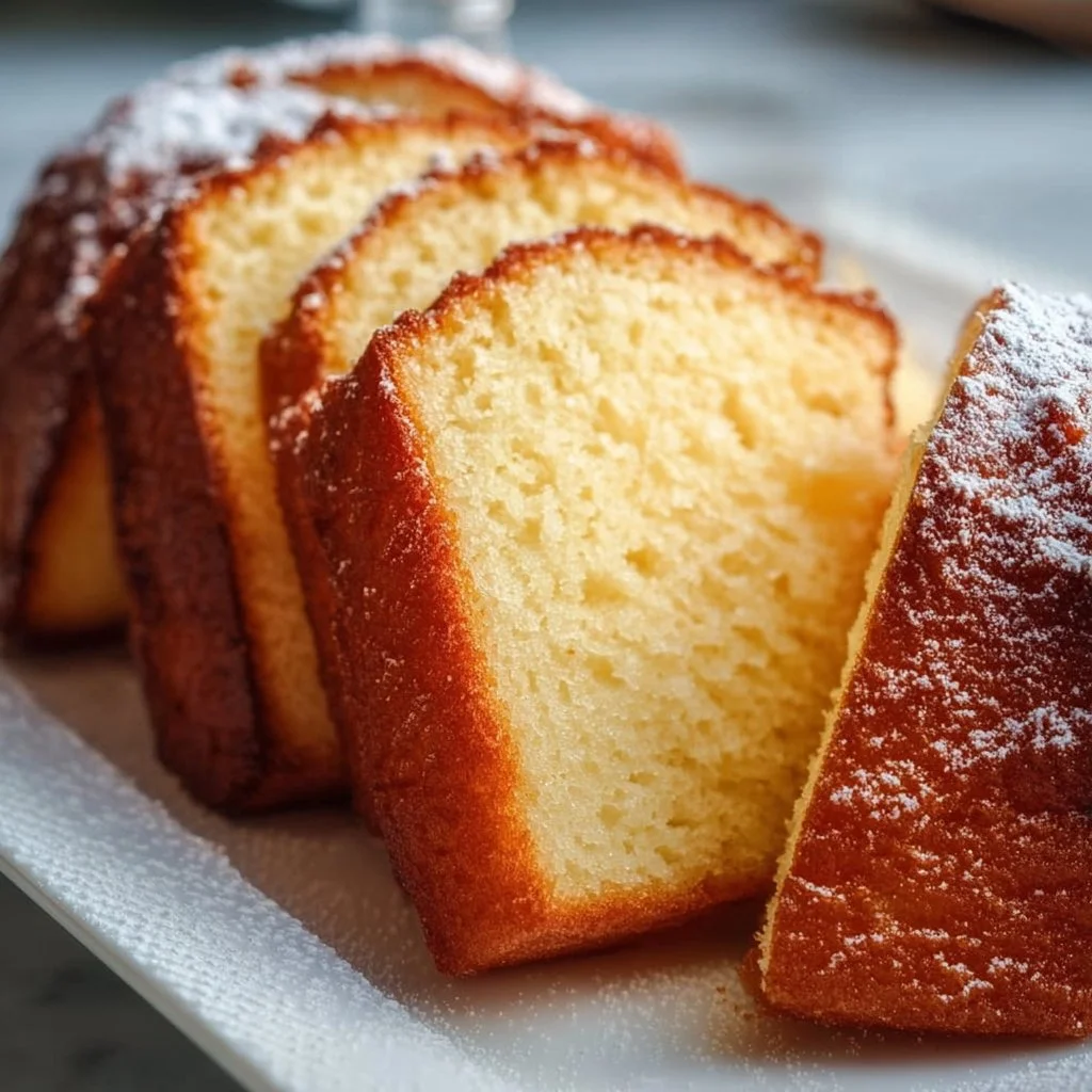Slice of delicious vanilla pound cake on a plate with fresh berries