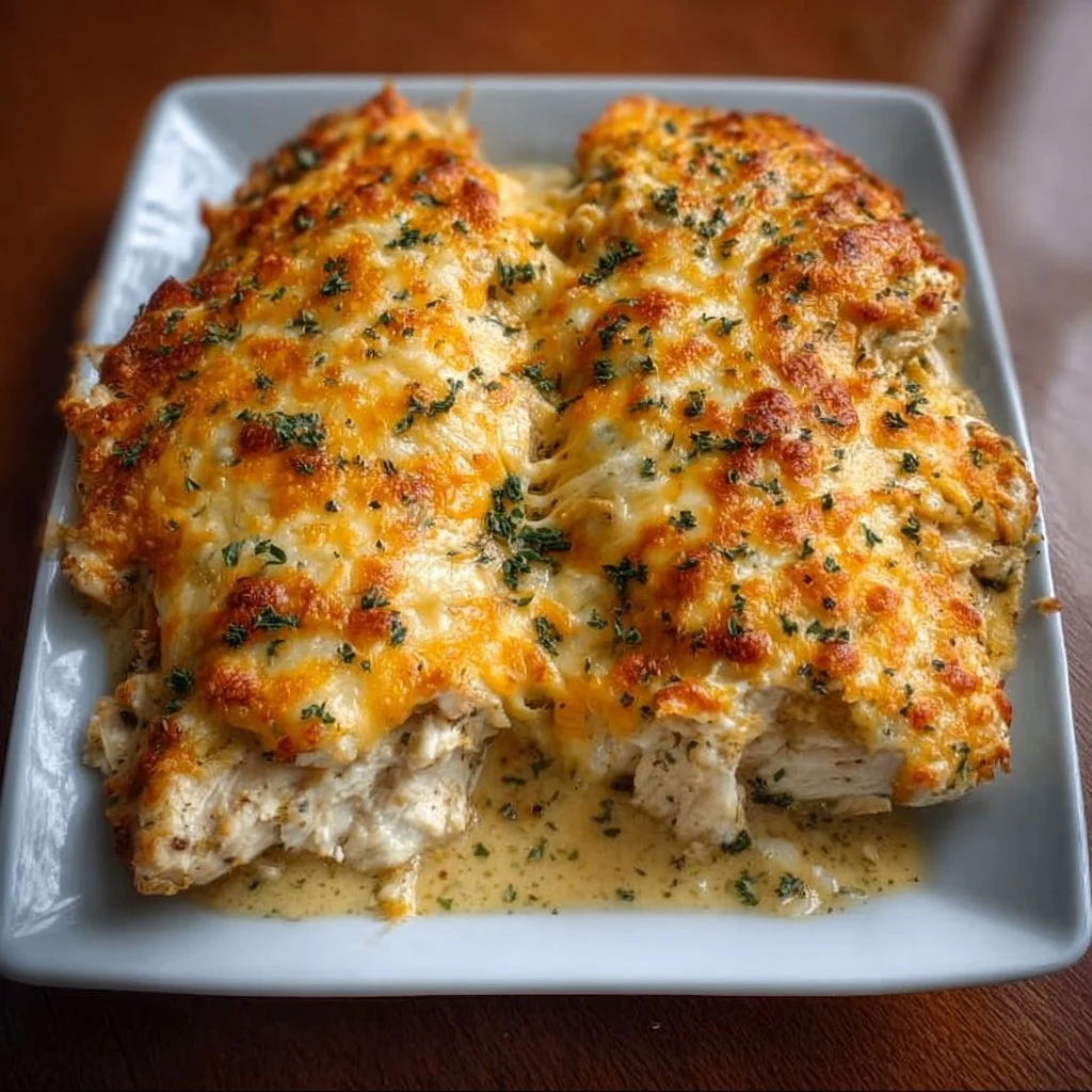 Delicious 4-Ingredient Ranch Chicken Bake ready to serve.
