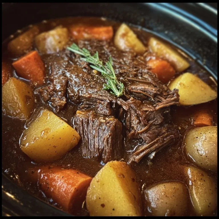Delicious Crock Pot Chuck Roast Delight served on a plate with vegetables