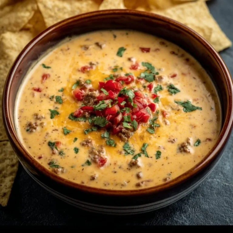 Creamy Crockpot Queso Dip served with tortilla chips
