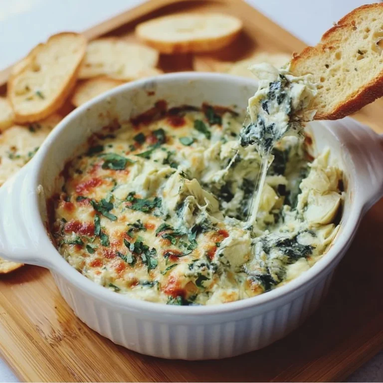 Bowl of easy spinach artichoke dip served with tortilla chips