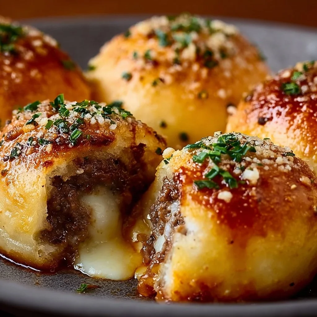 Garlic Parmesan Cheeseburger Bombs