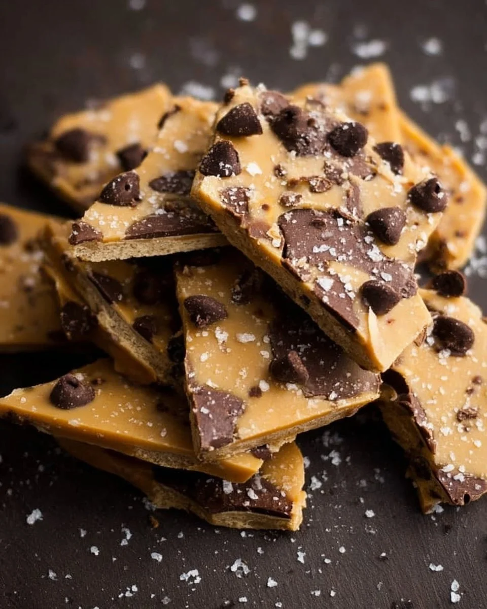 Delicious and healthy cookie dough bark made with nutritious ingredients.