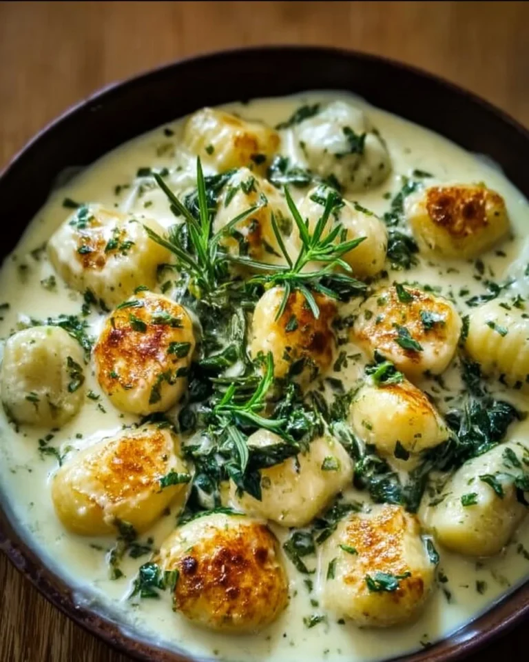 Heavenly Millionaire Gnocchi served in creamy sauce, garnished elegantly.