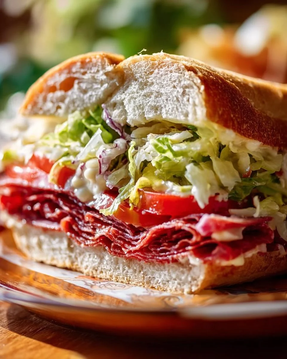 Italian Grinder Salad Sandwich with fresh vegetables and meats