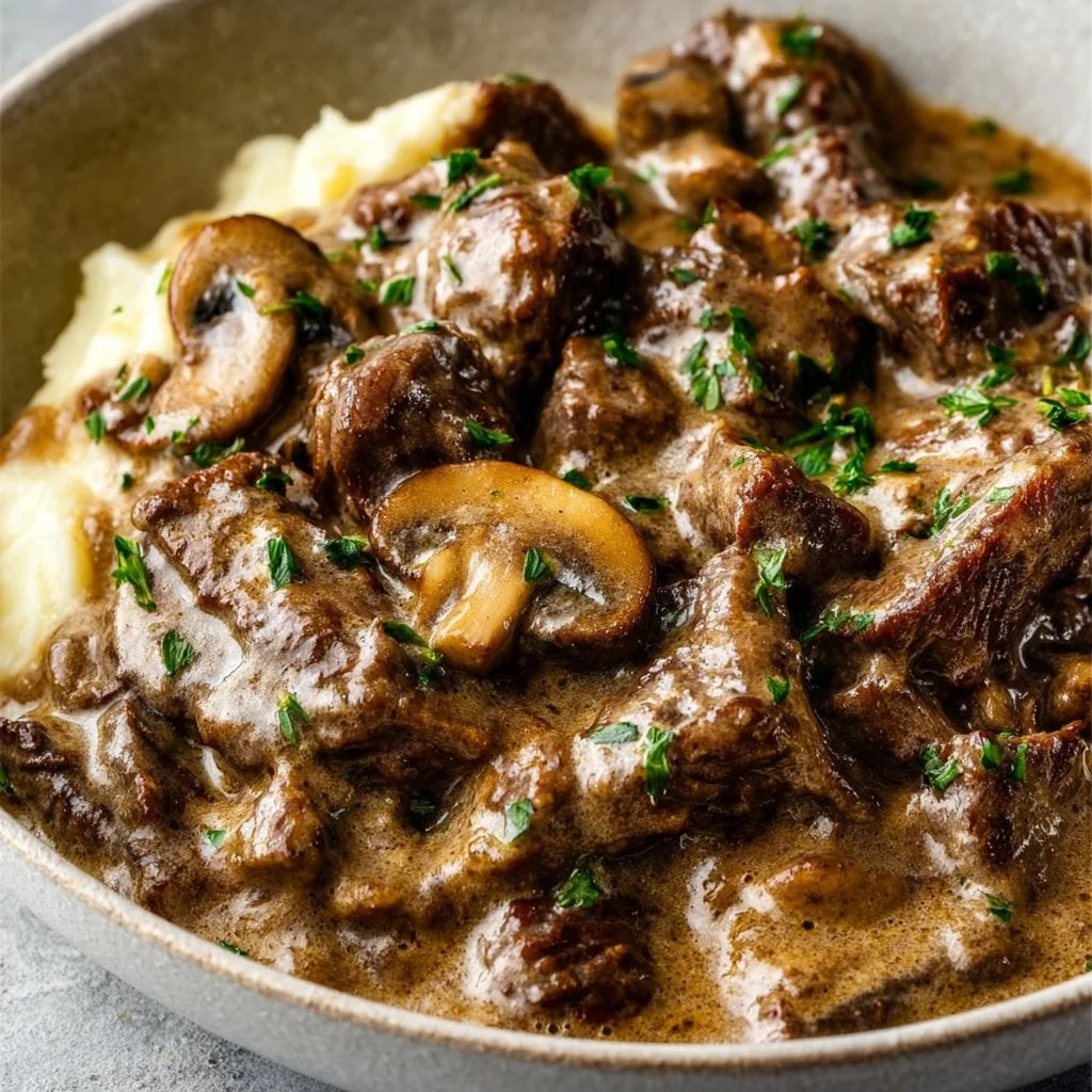 Keto Crockpot Beef Stroganoff