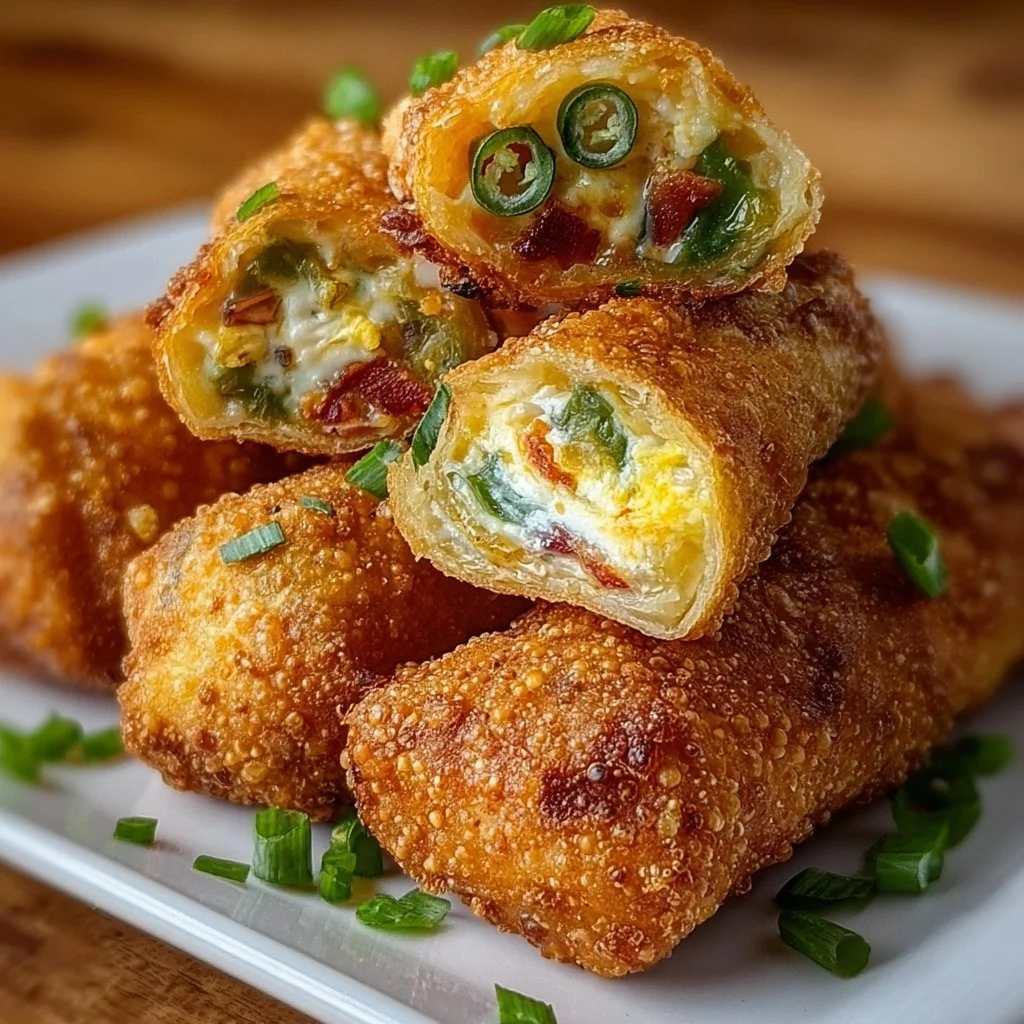 Mini jalapeno popper egg rolls served on a plate with dipping sauce