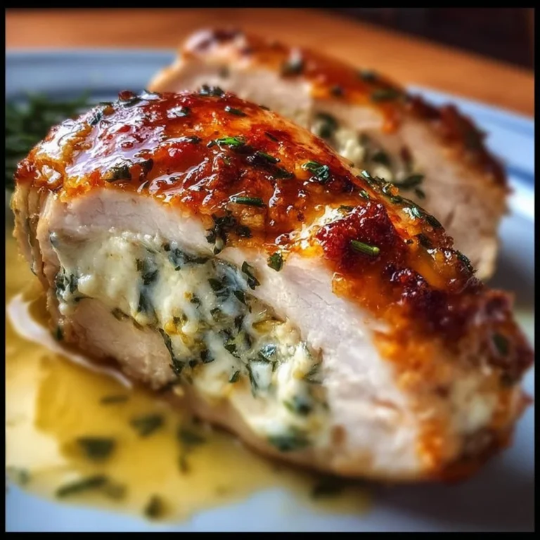 Ruth's Chris stuffed chicken copycat recipe plated with garnish