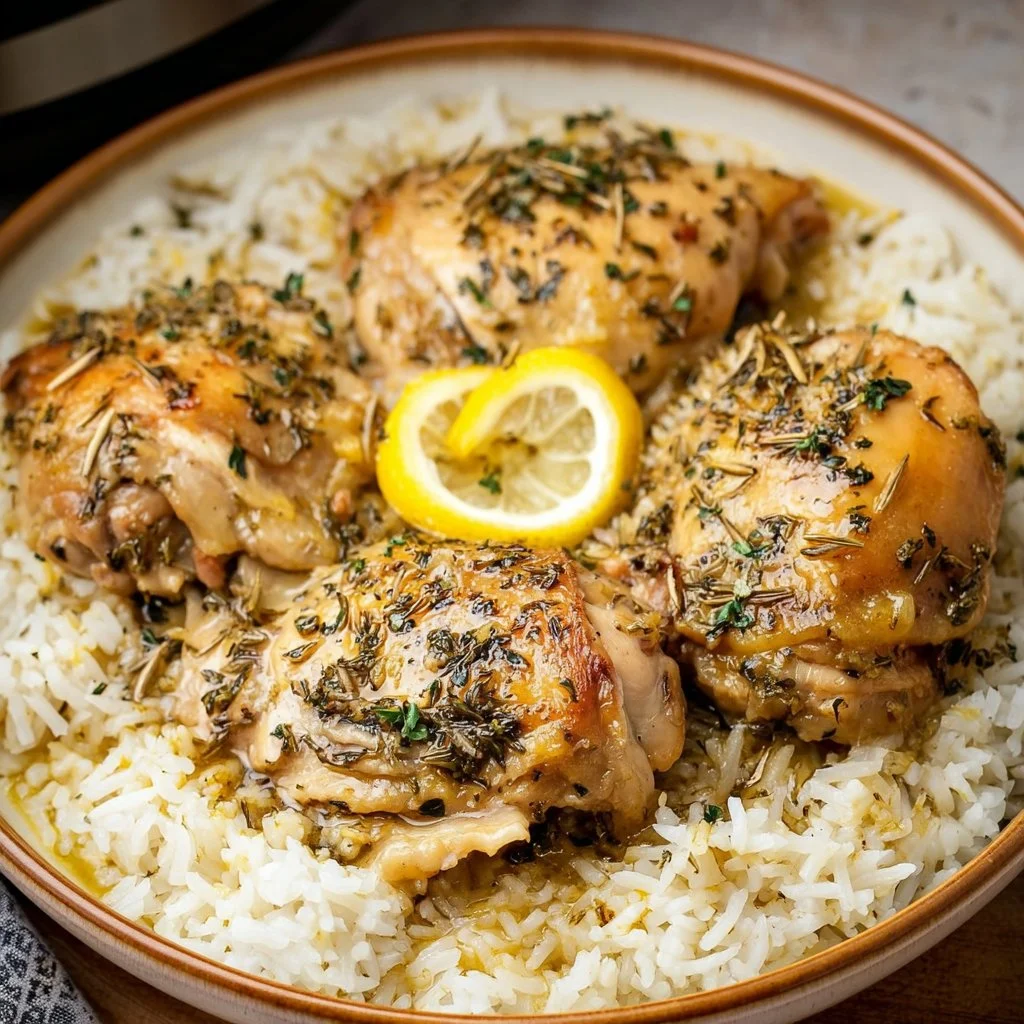 Slow Cooker Lemon Herb Chicken with Fluffy Rice
