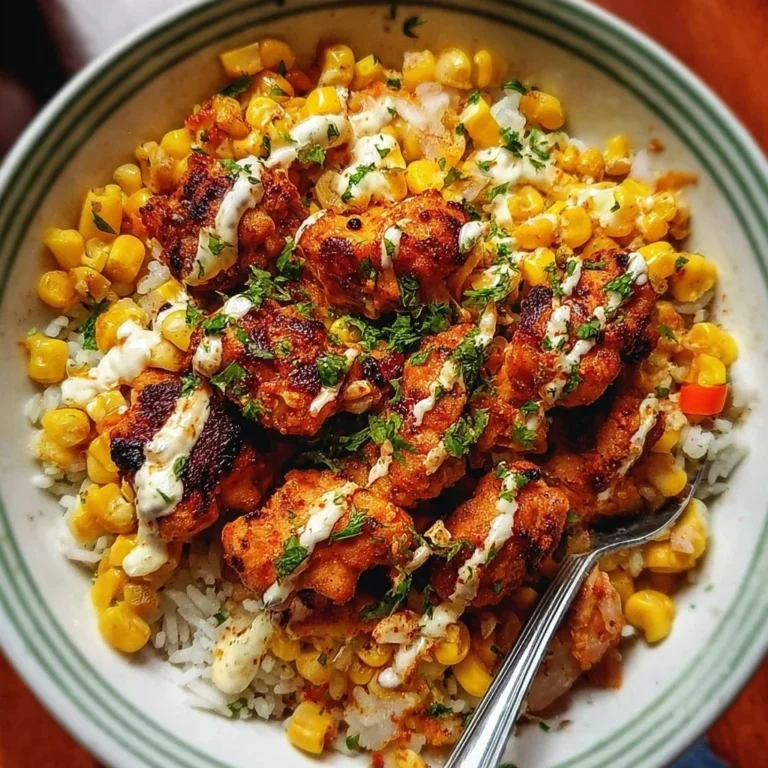 Tasty Street Corn Chicken Bowl featuring grilled corn, chicken, and fresh toppings.