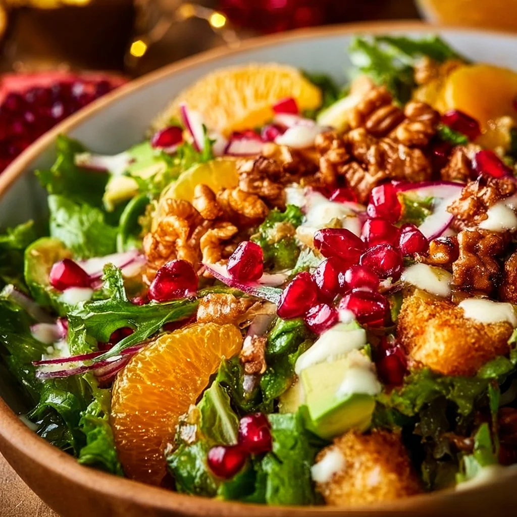 Winter Christmas Salad with Honey Mustard Dressing